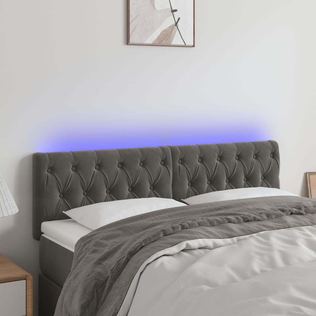 Tête de lit à LED Gris foncé 160x7x78/88 cm Velours - XIOS