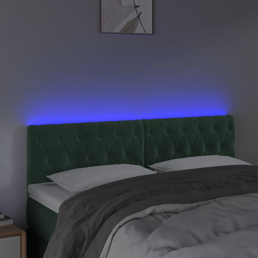 Tête de lit à LED Vert foncé 160x7x78/88 cm Velours - XIOS