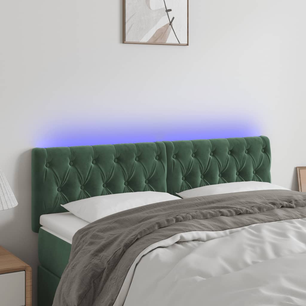 Tête de lit à LED Vert foncé 160x7x78/88 cm Velours - XIOS