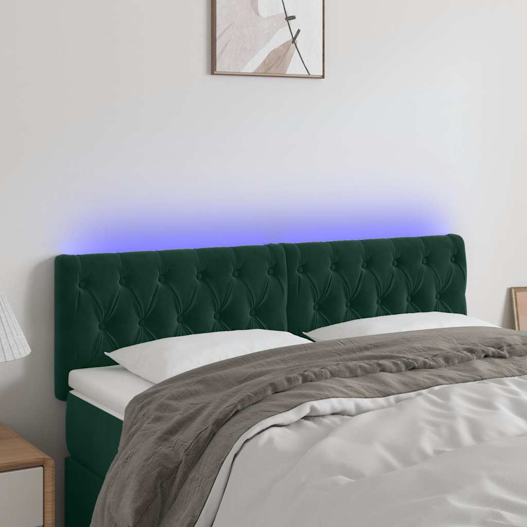 Tête de lit à LED Vert foncé 160x7x78/88 cm Velours - XIOS