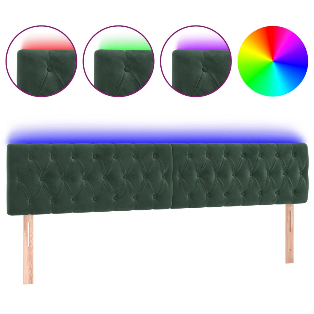Tête de lit à LED Vert foncé 180x7x78/88 cm Velours - XIOS