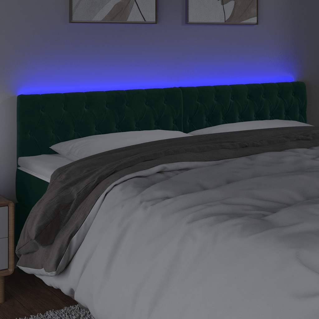 Tête de lit à LED Vert foncé 180x7x78/88 cm Velours - XIOS