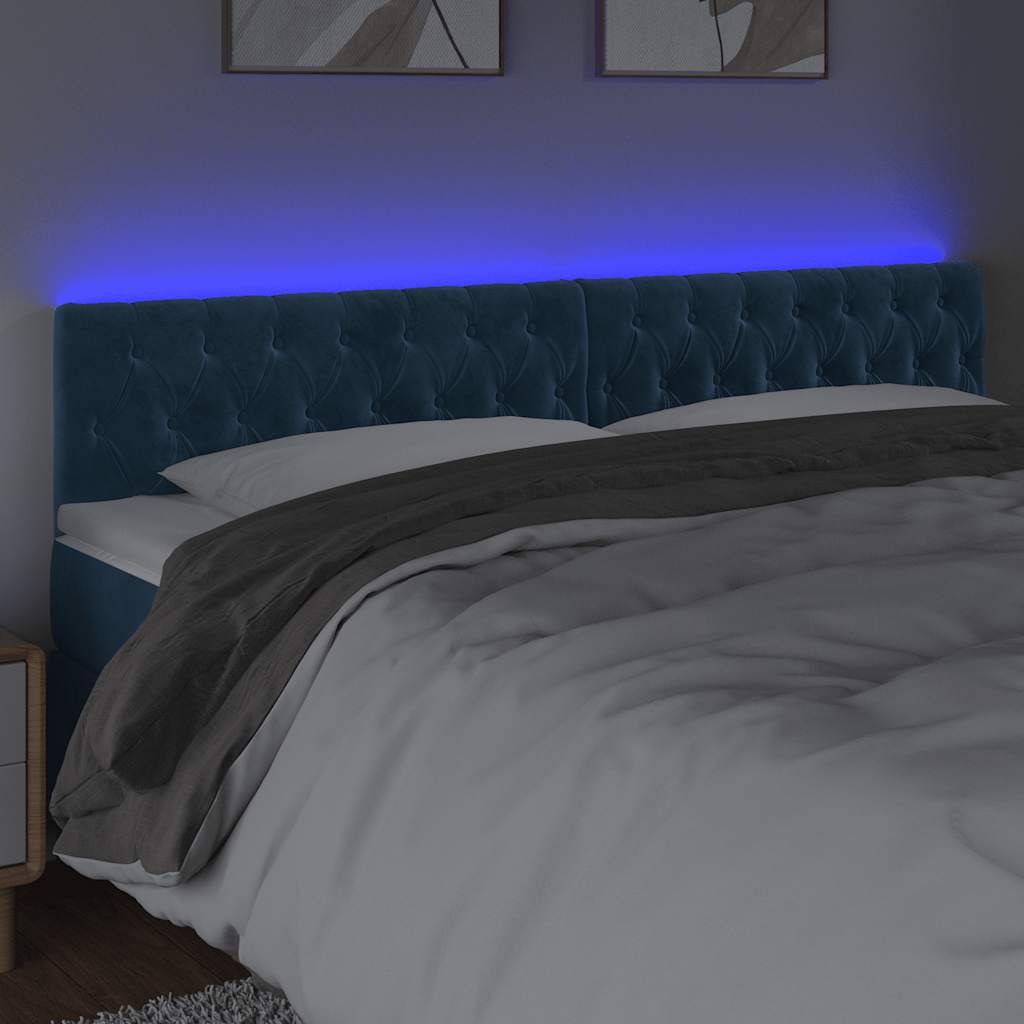 Tête de lit à LED Bleu foncé 180x7x78/88 cm Velours - XIOS
