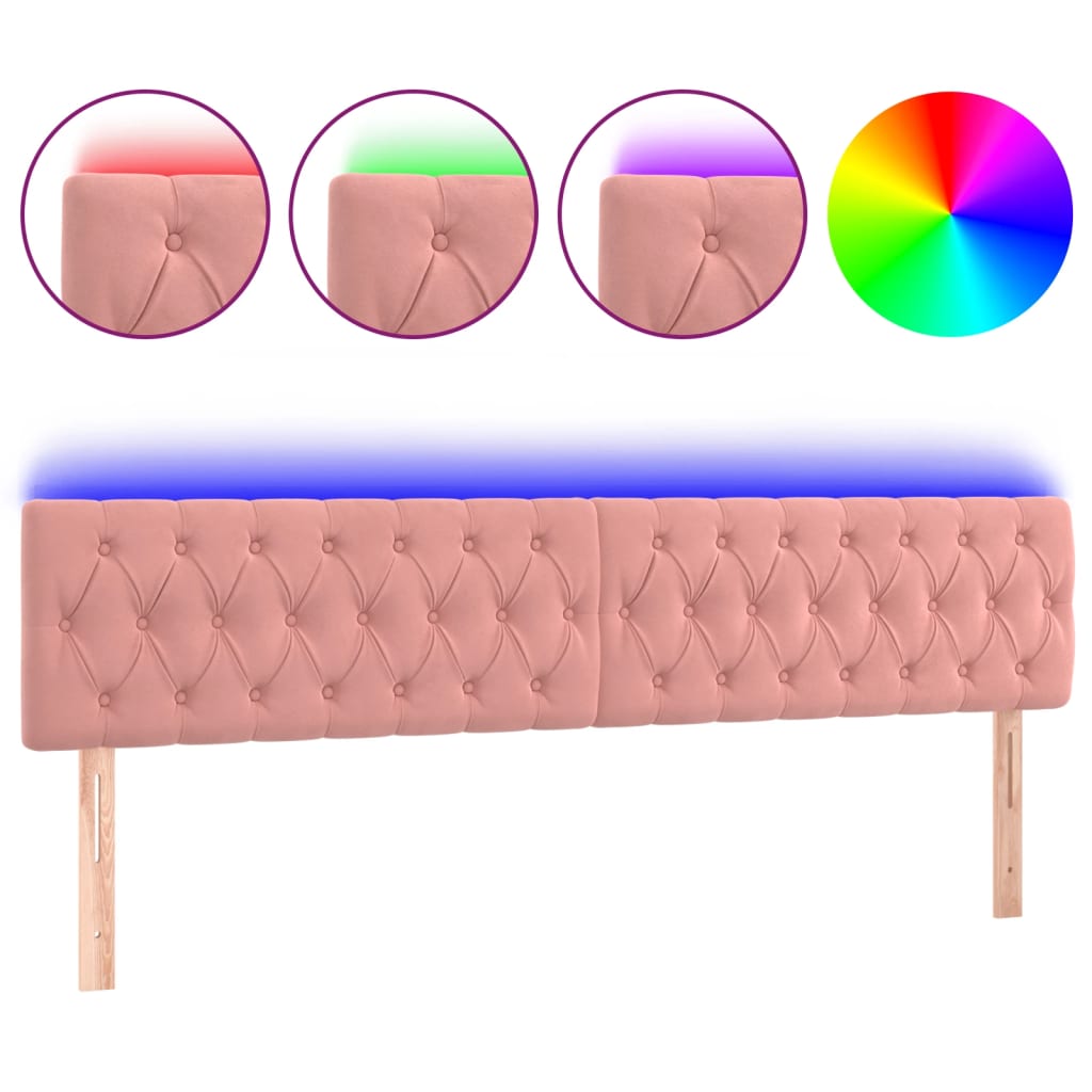 Tête de lit à LED Rose 180x7x78/88 cm Velours - XIOS