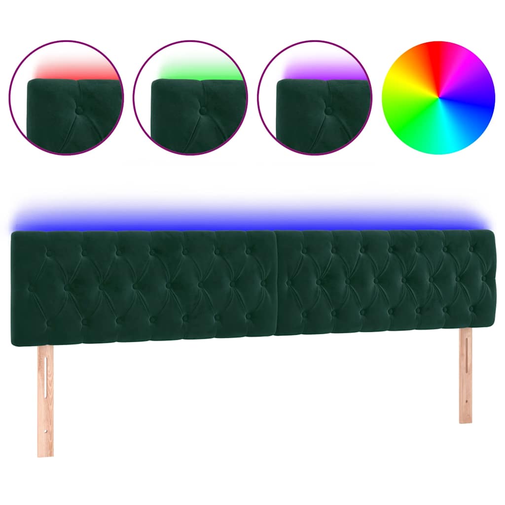Tête de lit à LED Vert foncé 200x7x78/88 cm Velours - XIOS