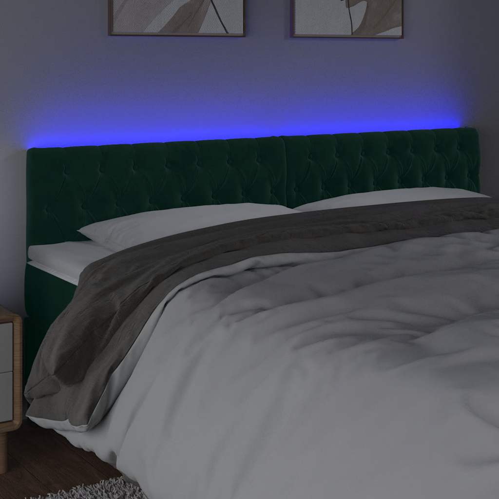Tête de lit à LED Vert foncé 200x7x78/88 cm Velours - XIOS