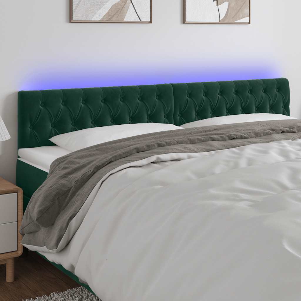 Tête de lit à LED Vert foncé 200x7x78/88 cm Velours - XIOS