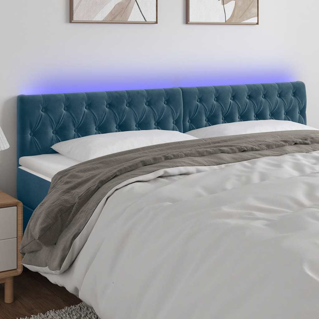 Tête de lit à LED Bleu foncé 200x7x78/88 cm Velours - XIOS