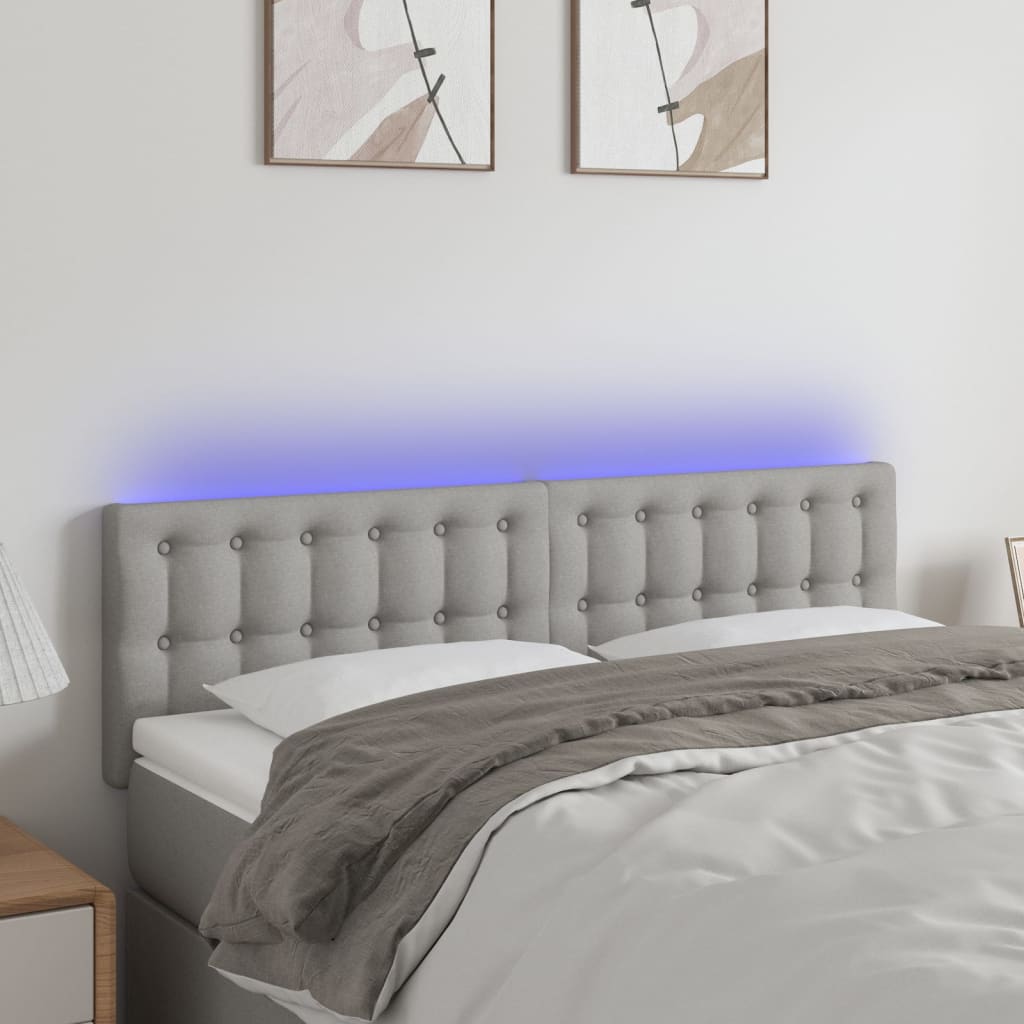 Tête de lit à LED Gris clair 144x5x78/88 cm Tissu - XIOS