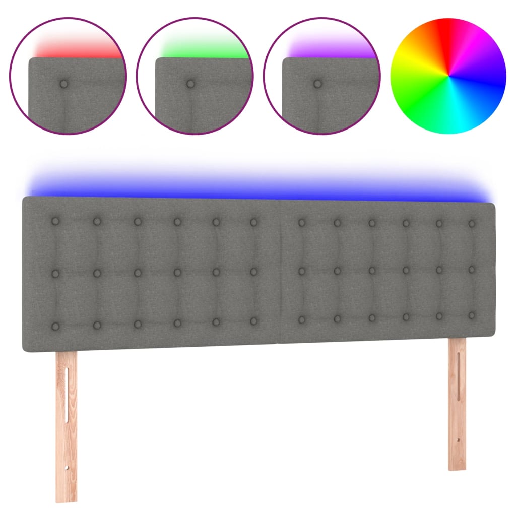 Tête de lit à LED Gris foncé 144x5x78/88 cm Tissu - XIOS