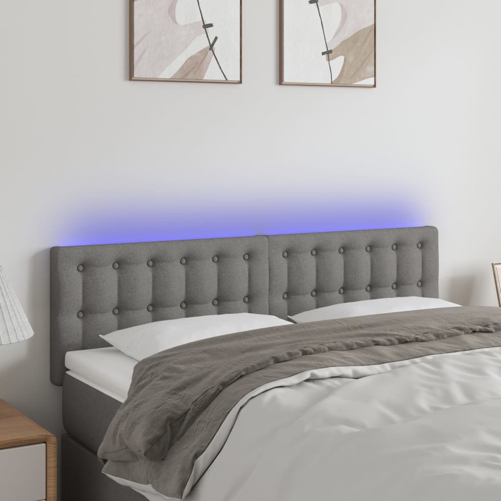 Tête de lit à LED Gris foncé 144x5x78/88 cm Tissu - XIOS