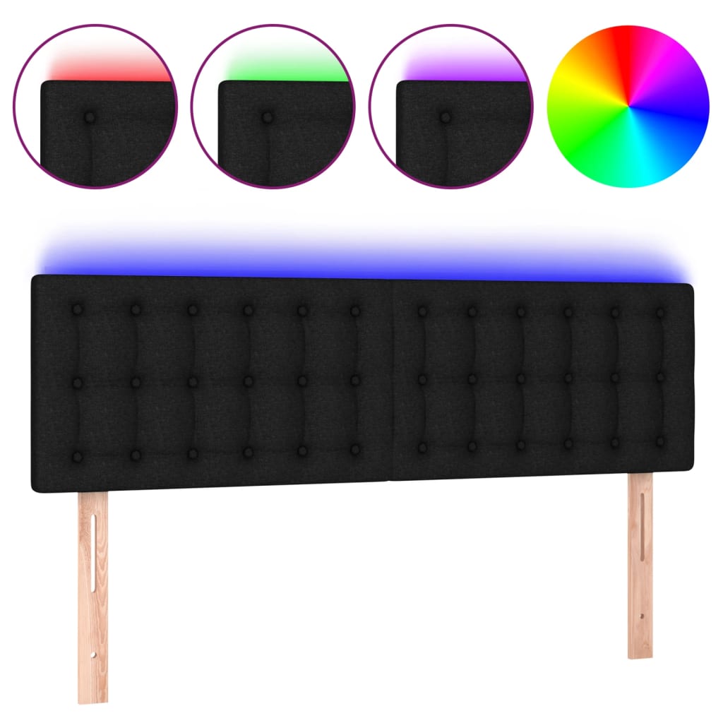 Tête de lit à LED Noir 144x5x78/88 cm Tissu - XIOS