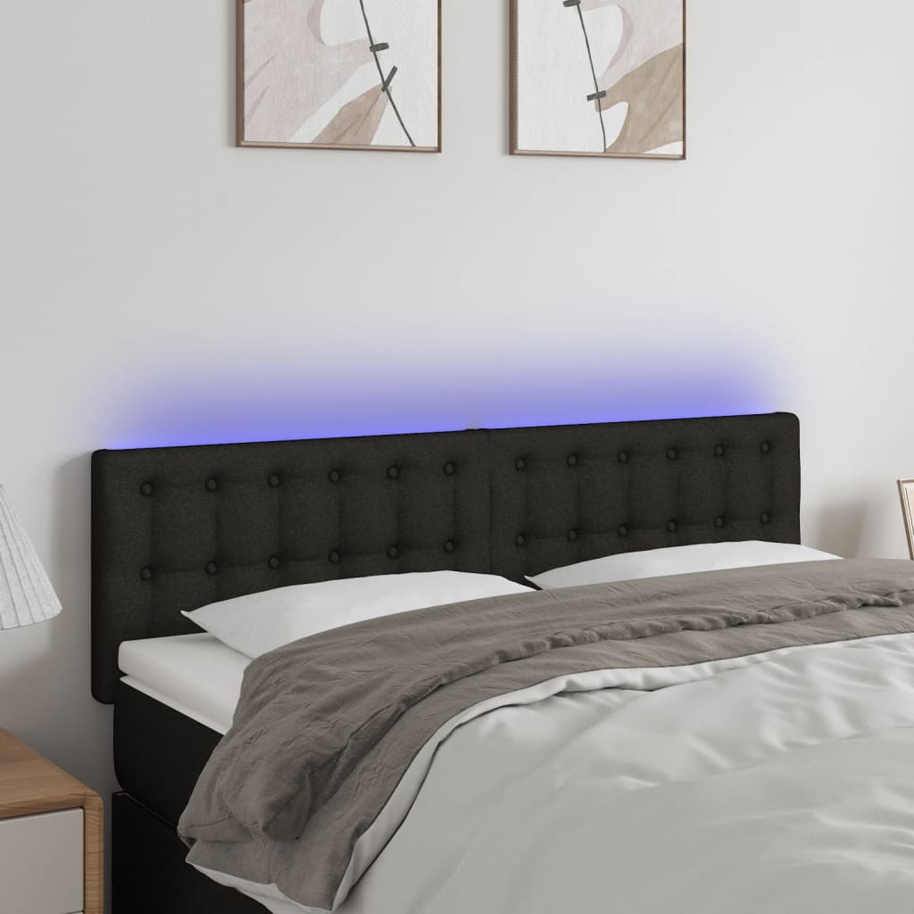 Tête de lit à LED Noir 144x5x78/88 cm Tissu - XIOS