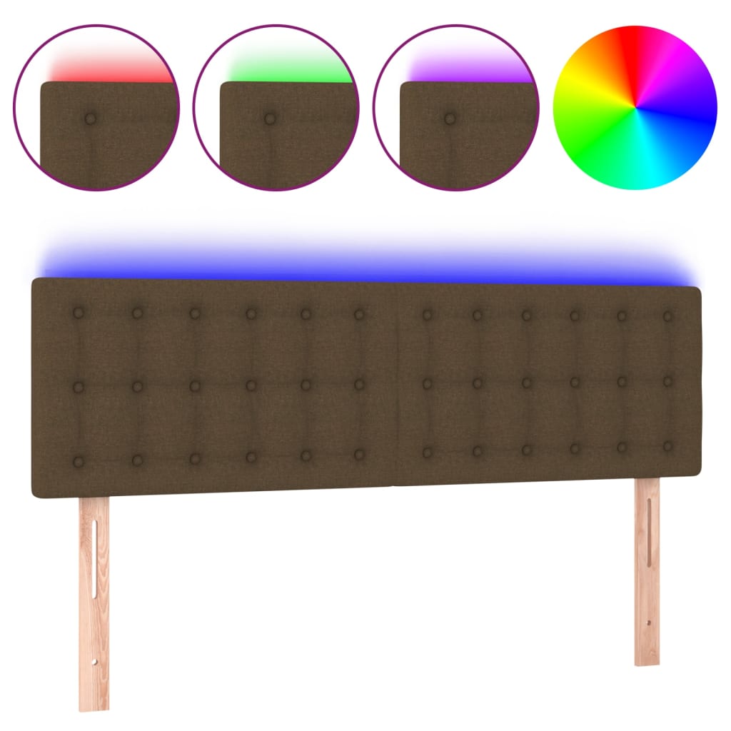 Tête de lit à LED Marron Foncé 144x5x78/88 cm Tissu - XIOS