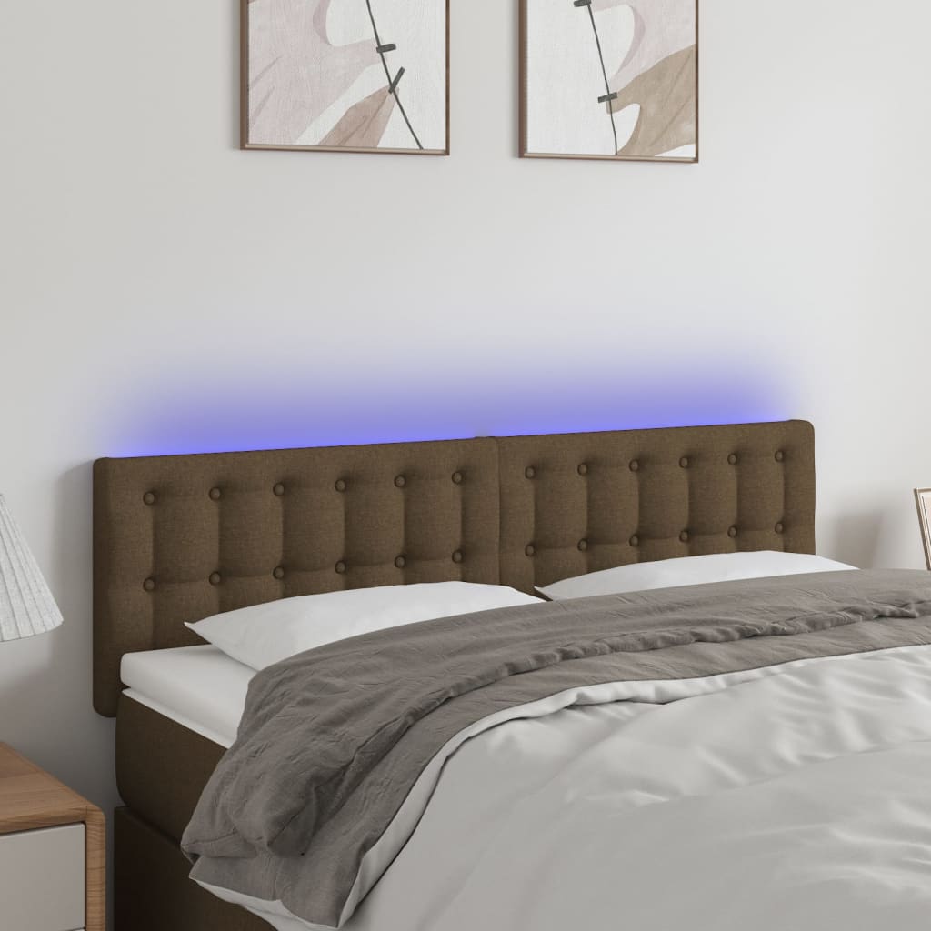 Tête de lit à LED Marron Foncé 144x5x78/88 cm Tissu - XIOS