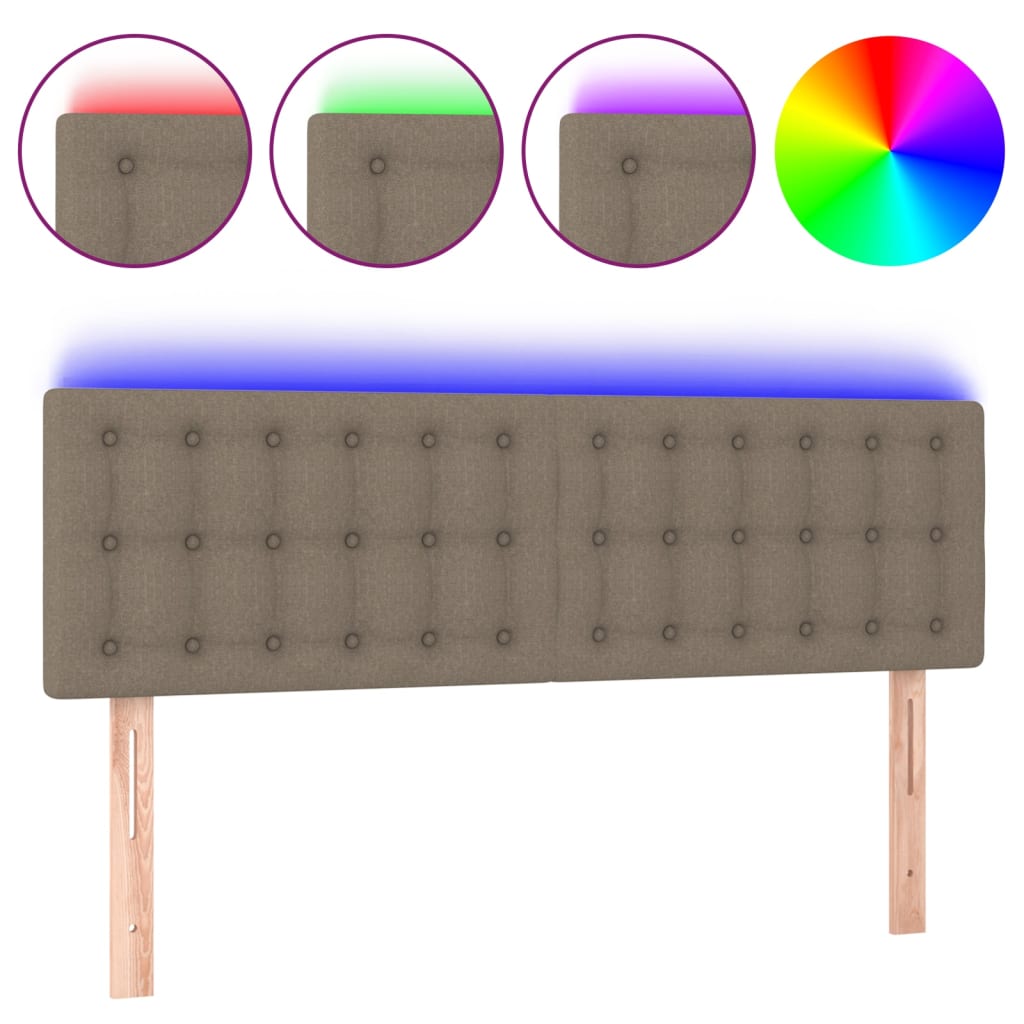 Tête de lit à LED Taupe 144x5x78/88 cm Tissu - XIOS