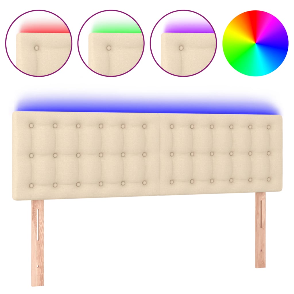 Tête de lit à LED Crème 144x5x78/88 cm Tissu - XIOS