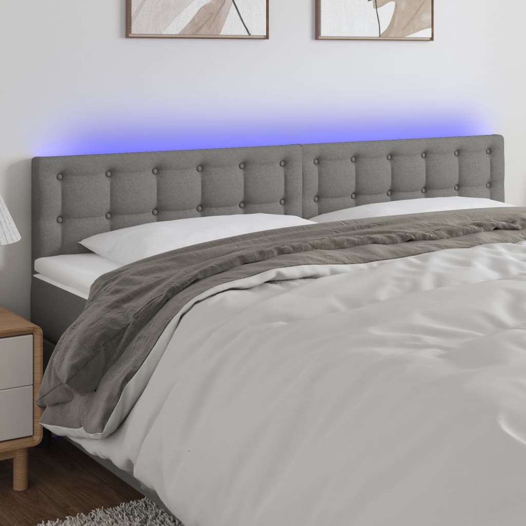 Tête de lit à LED Gris foncé 160x5x78/88 cm Tissu - XIOS