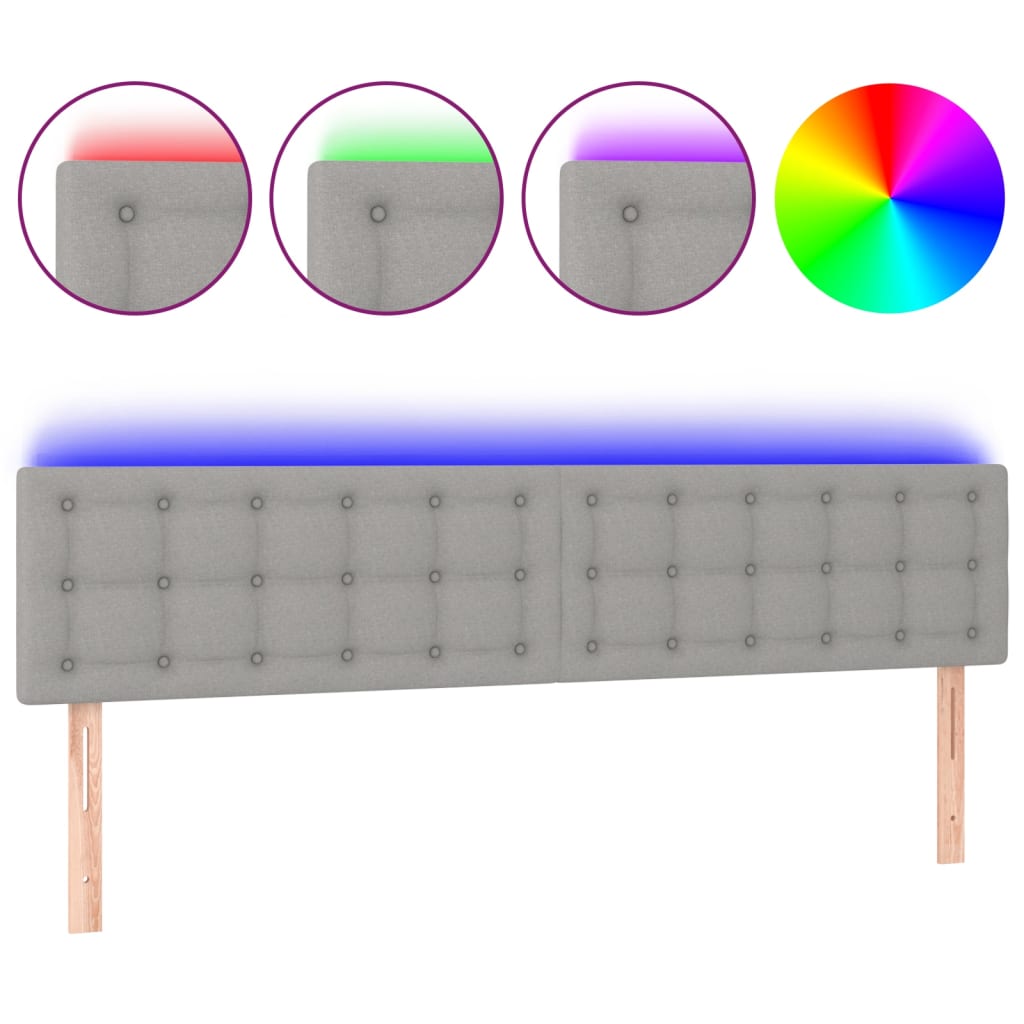 Tête de lit à LED Gris clair 180x5x78/88 cm Tissu - XIOS