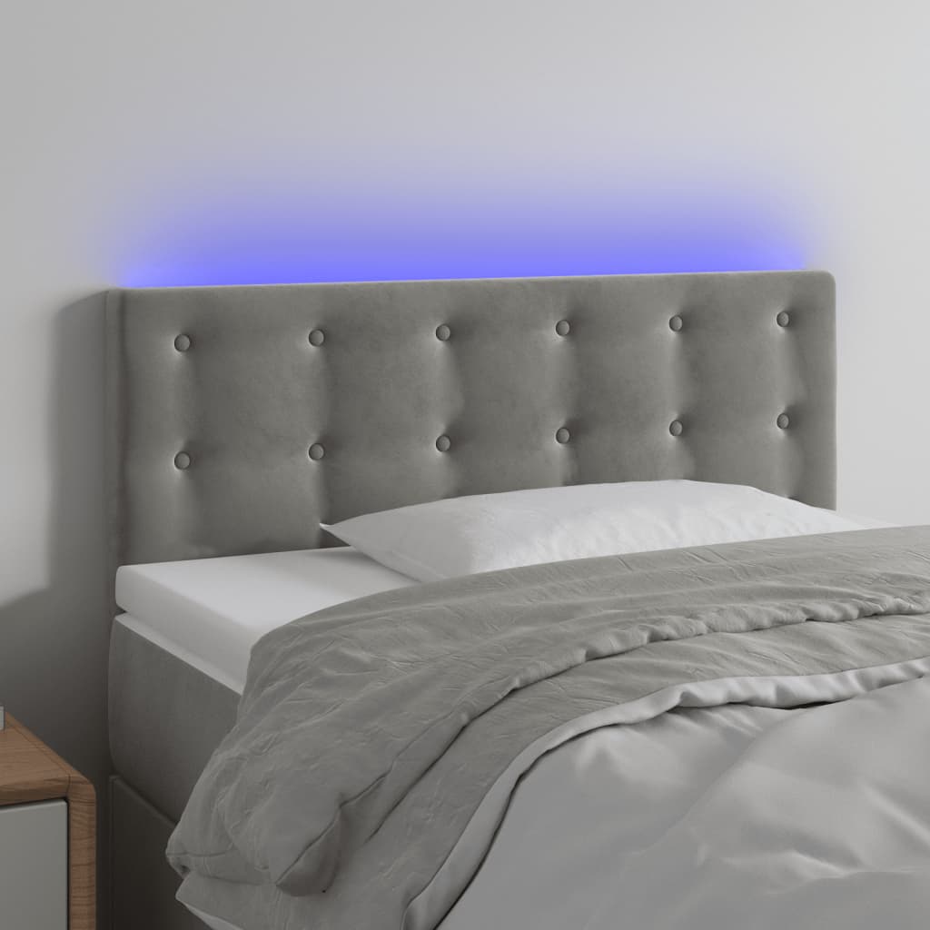 Tête de lit à LED Gris clair 80x5x78/88 cm Velours - XIOS