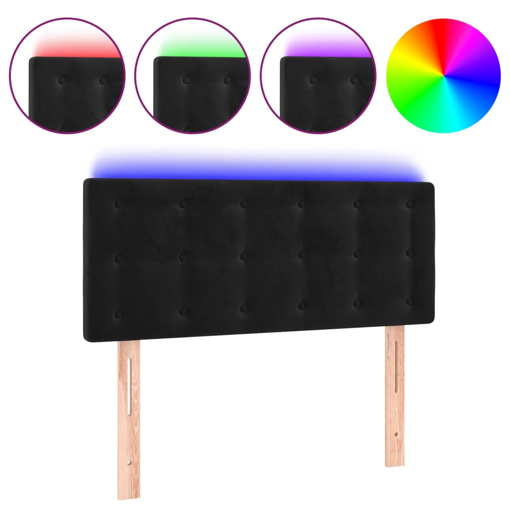 Tête de lit à LED Noir 90x5x78/88 cm Velours - XIOS