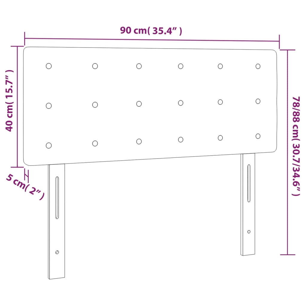 Tête de lit à LED Rose 90x5x78/88 cm Velours - XIOS