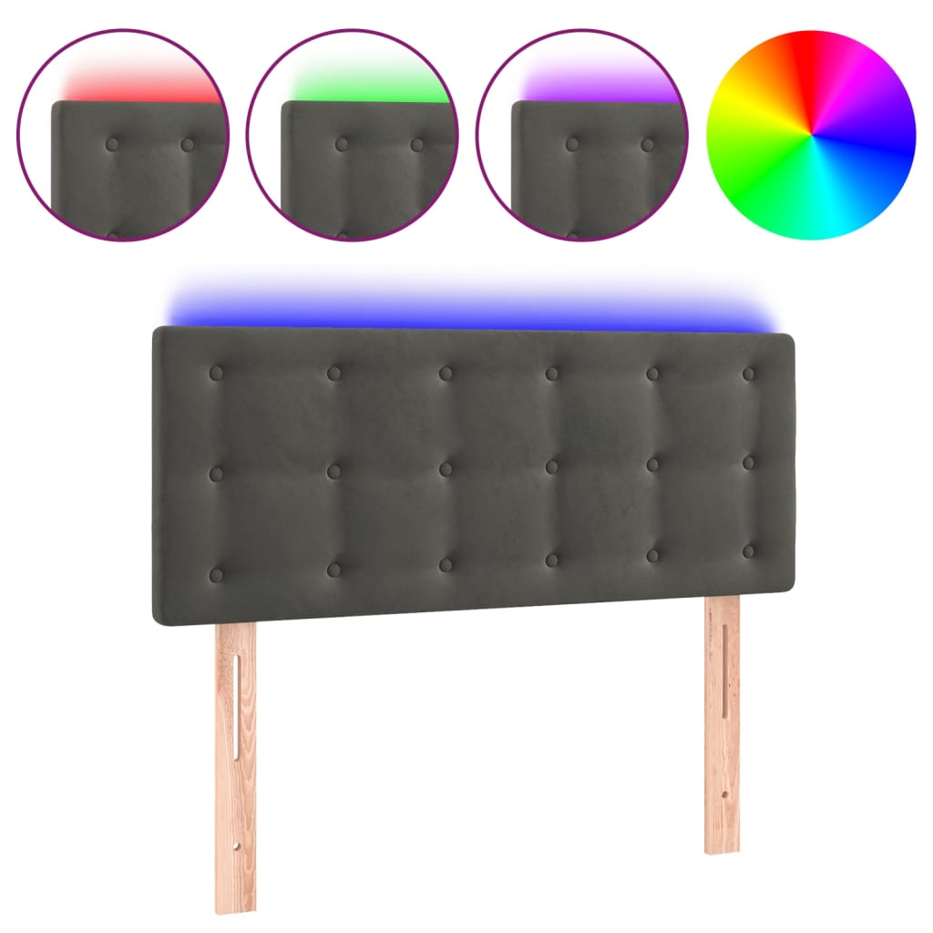 Tête de lit à LED Gris foncé 100x5x78/88 cm Velours - XIOS