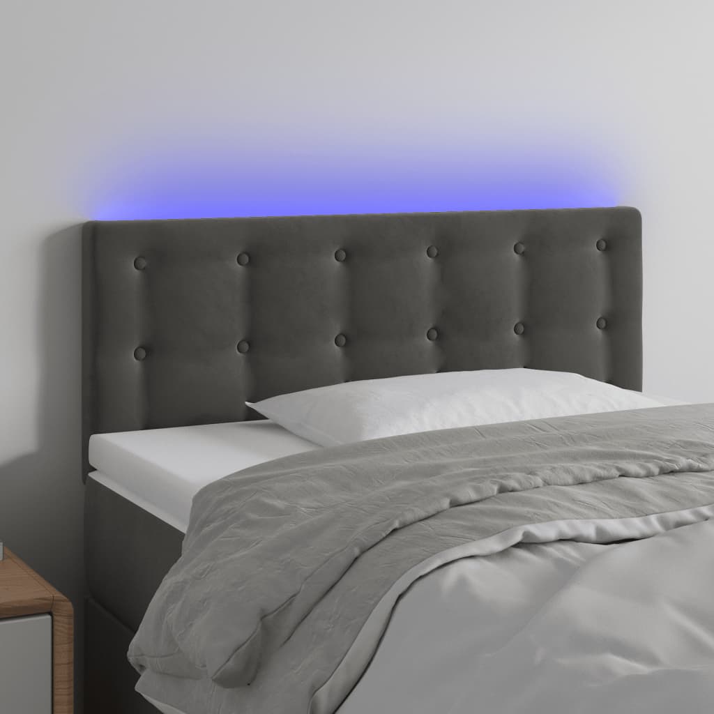 Tête de lit à LED Gris foncé 100x5x78/88 cm Velours - XIOS