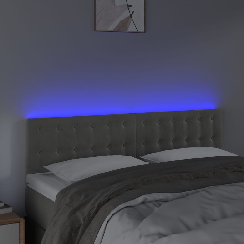 Tête de lit à LED Gris clair 144x5x78/88 cm Velours - XIOS