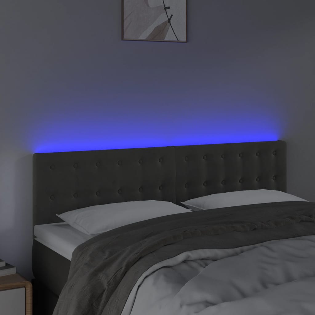 Tête de lit à LED Gris foncé 144x5x78/88 cm Velours - XIOS