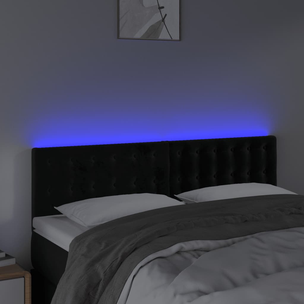 Tête de lit à LED Noir 144x5x78/88 cm Velours - XIOS