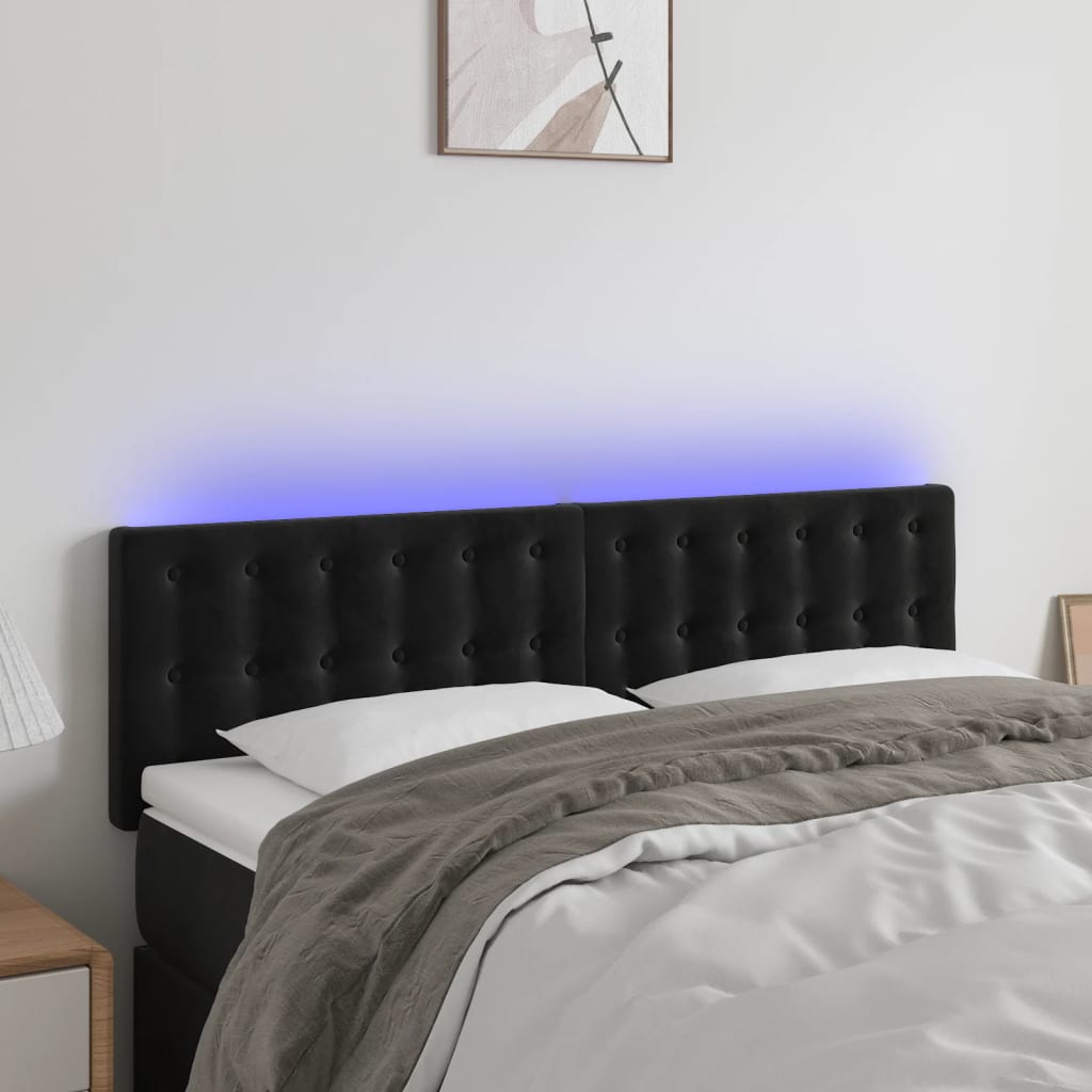 Tête de lit à LED Noir 144x5x78/88 cm Velours - XIOS