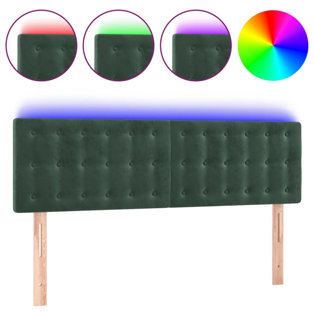 Tête de lit à LED Vert foncé 144x5x78/88 cm Velours - XIOS