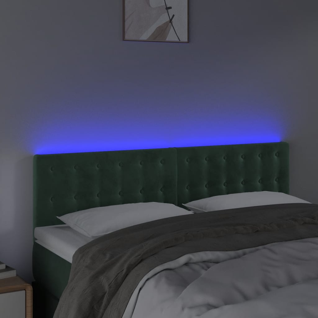 Tête de lit à LED Vert foncé 144x5x78/88 cm Velours - XIOS