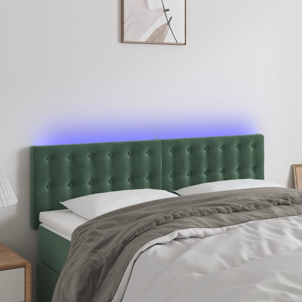 Tête de lit à LED Vert foncé 144x5x78/88 cm Velours - XIOS