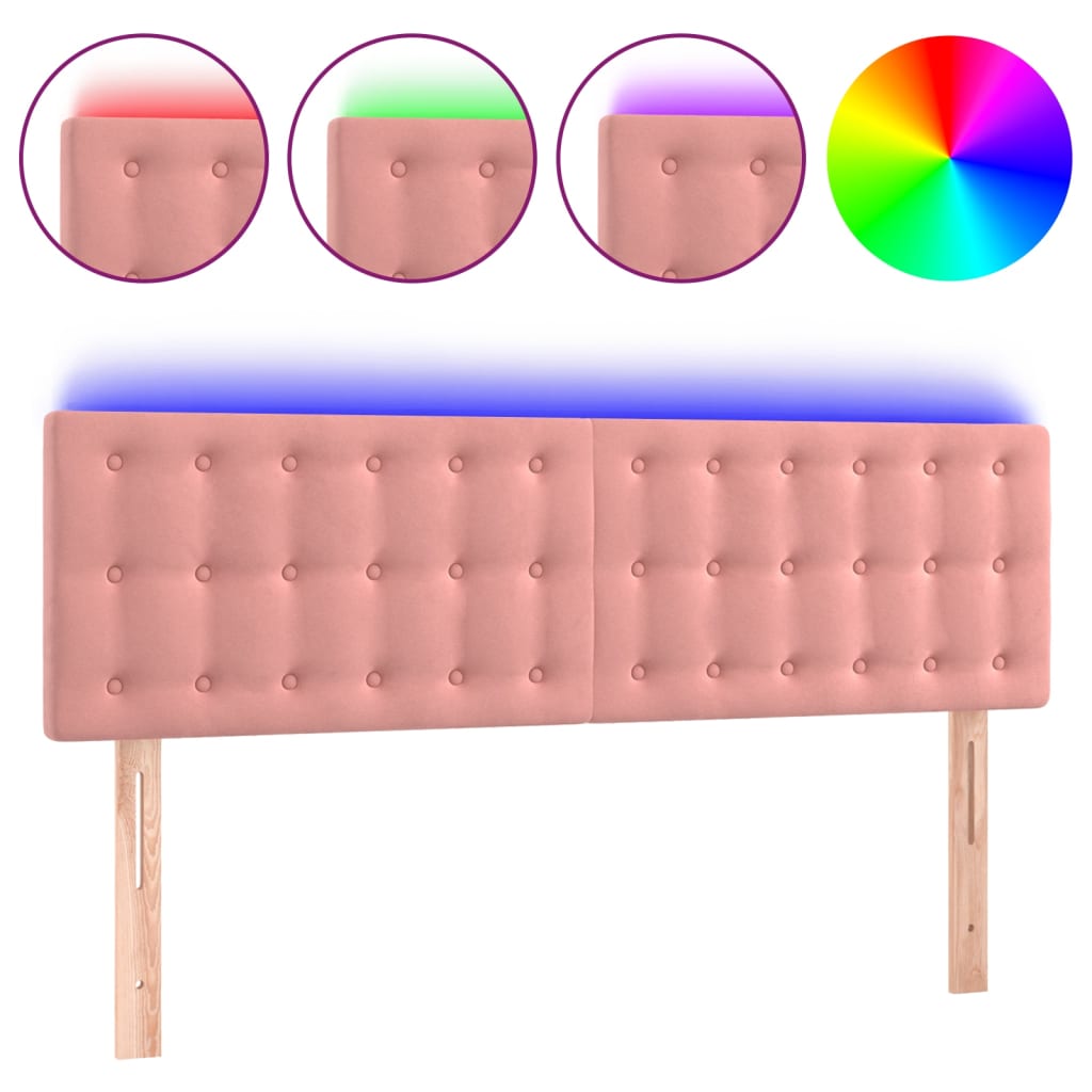 Tête de lit à LED Rose 144x5x78/88 cm Velours - XIOS