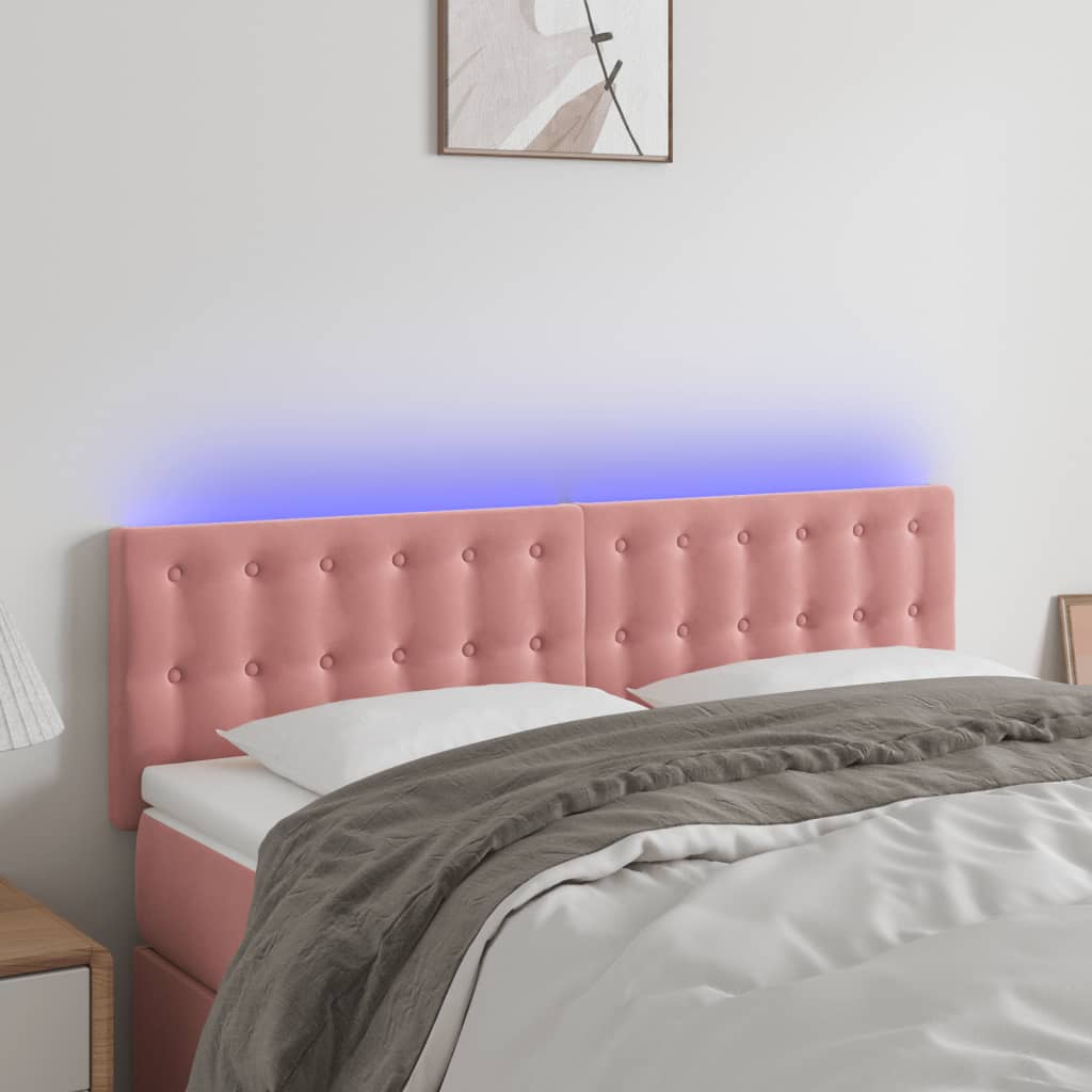 Tête de lit à LED Rose 144x5x78/88 cm Velours - XIOS
