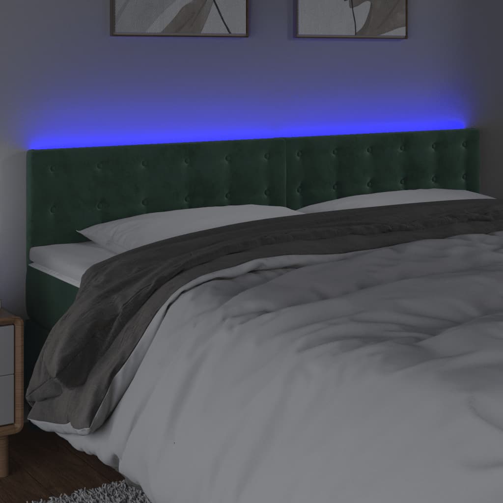 Tête de lit à LED Vert foncé 160x5x78/88 cm Velours - XIOS