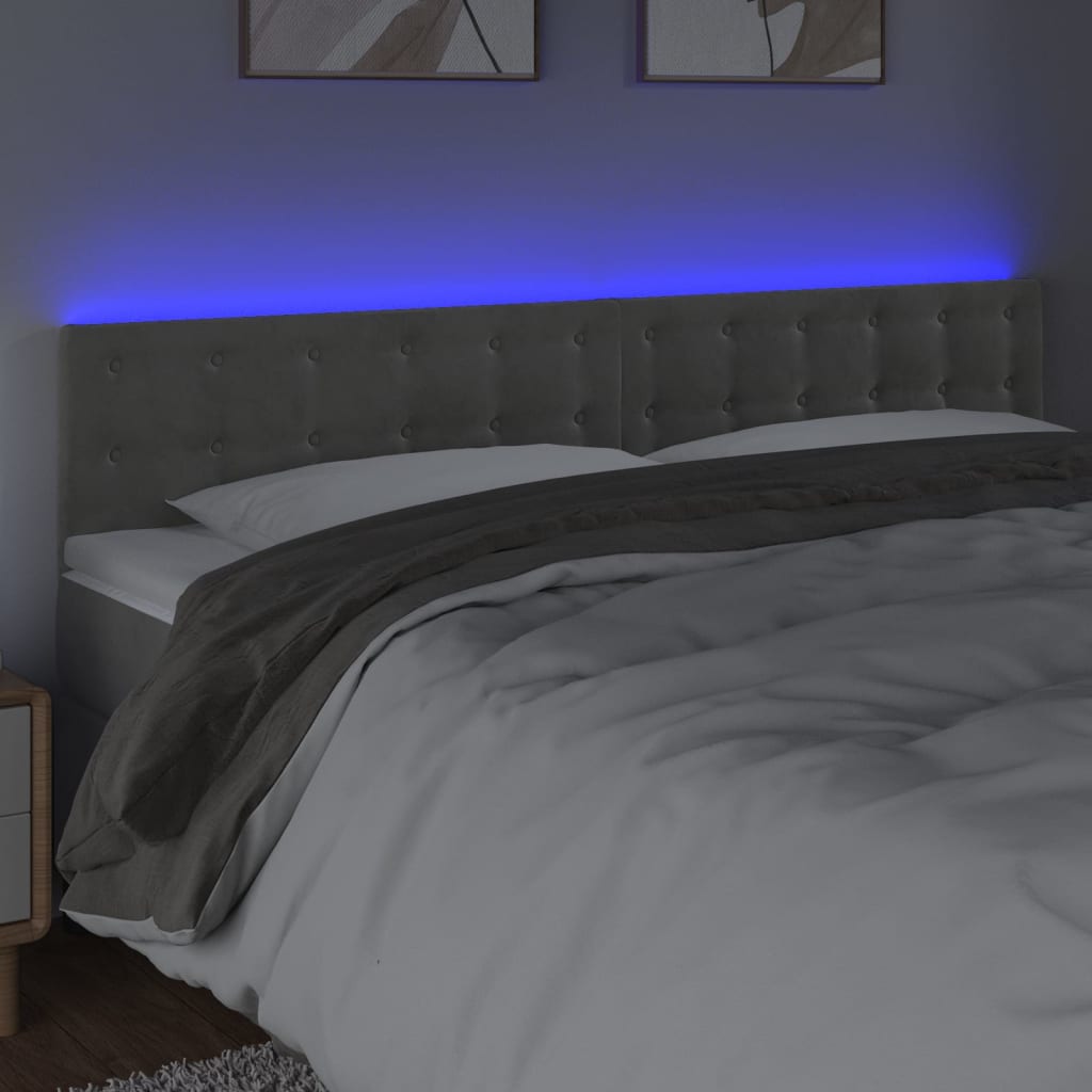 Tête de lit à LED Gris clair 180x5x78/88 cm Velours - XIOS