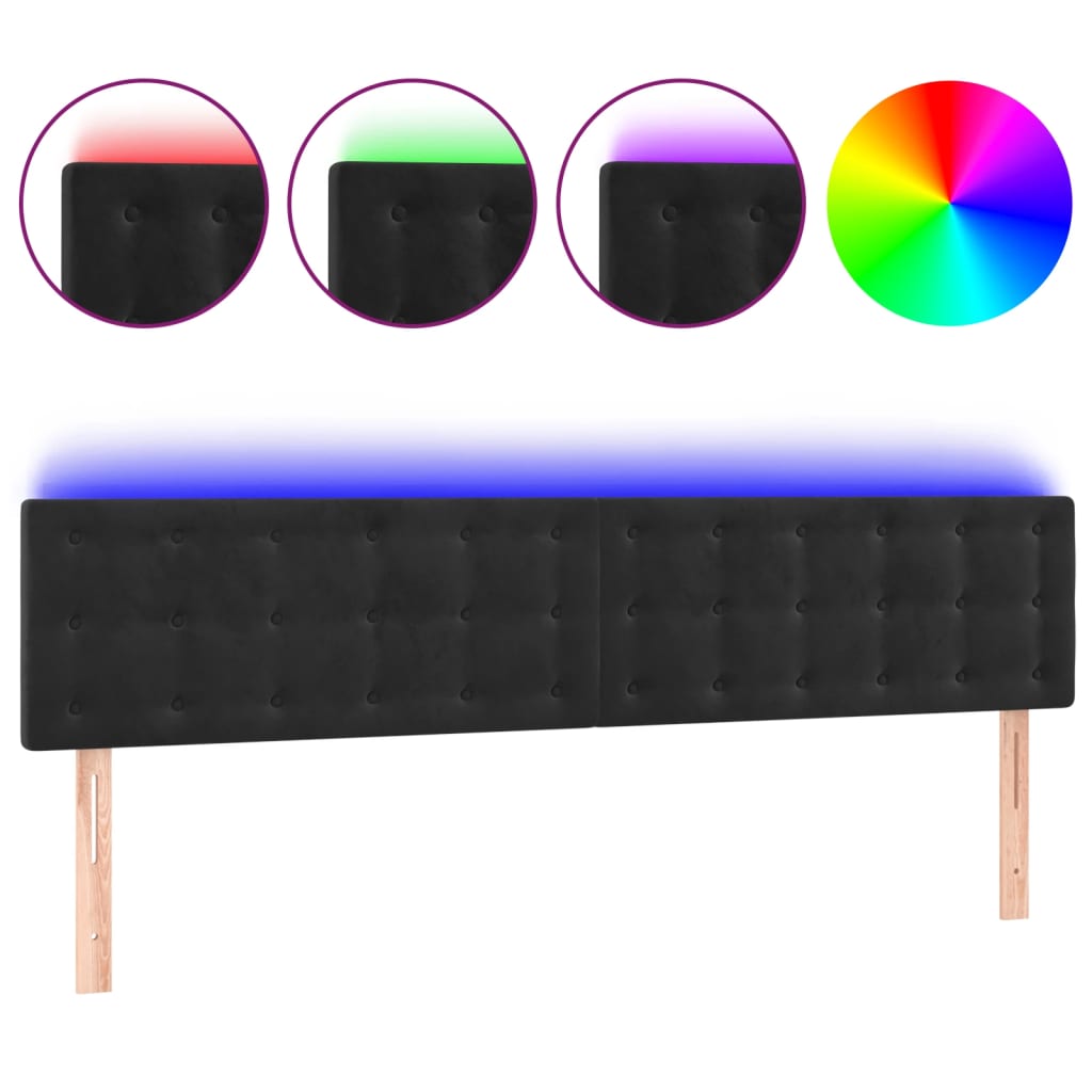 Tête de lit à LED Noir 180x5x78/88 cm Velours - XIOS