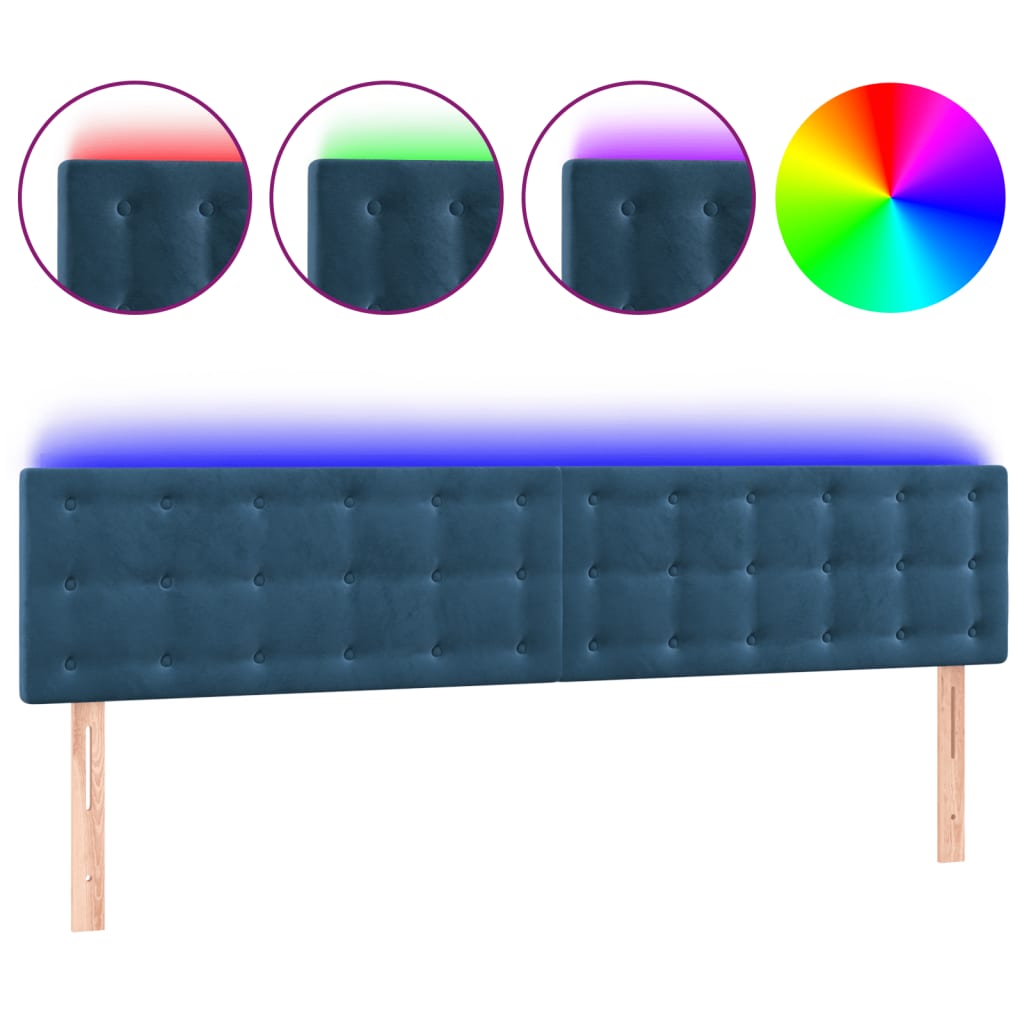 Tête de lit à LED Bleu foncé 180x5x78/88 cm Velours - XIOS