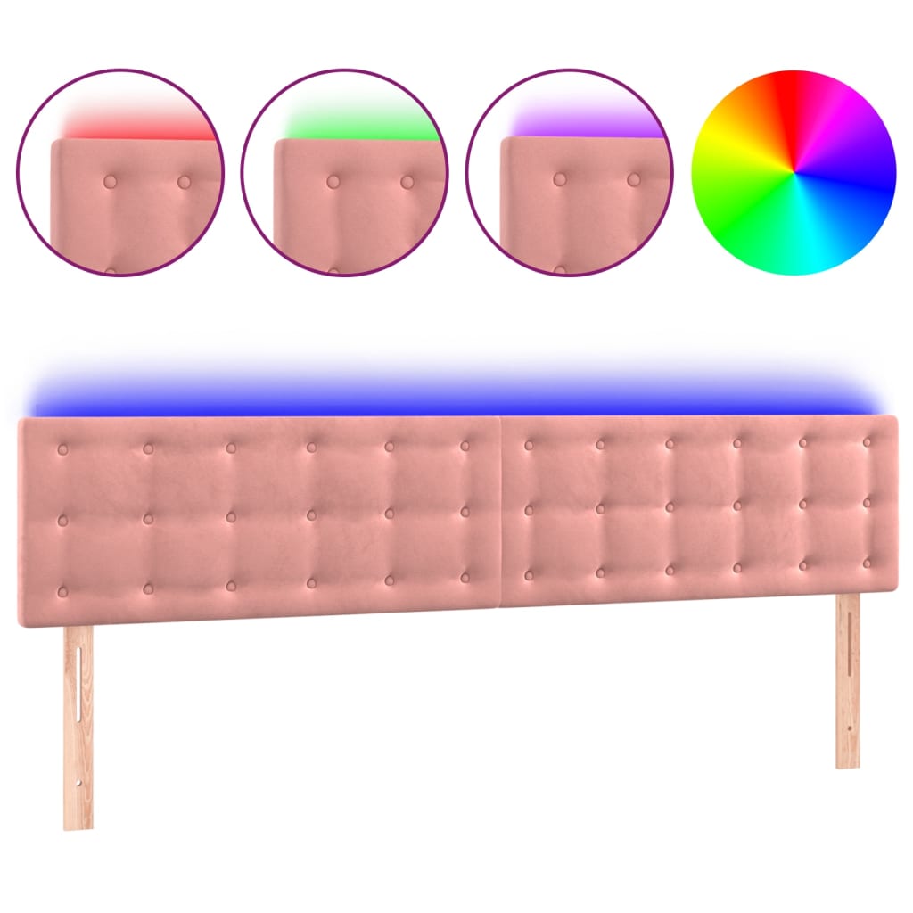 Tête de lit à LED Rose 180x5x78/88 cm Velours - XIOS