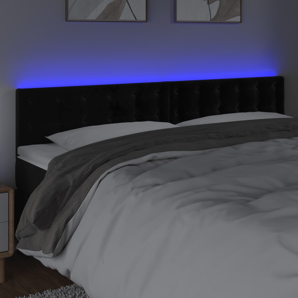 Tête de lit à LED Noir 200x5x78/88 cm Velours - XIOS