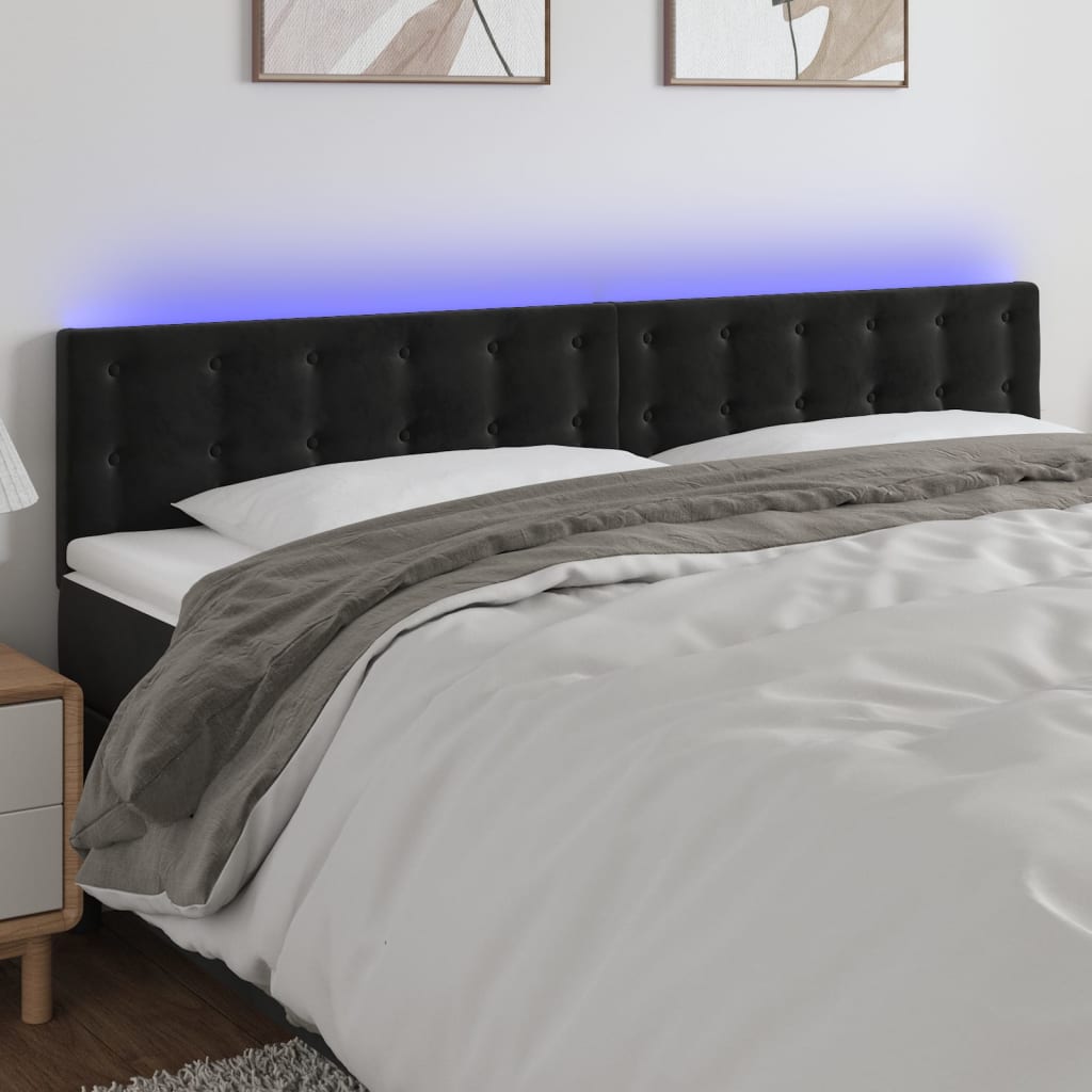 Tête de lit à LED Noir 200x5x78/88 cm Velours - XIOS