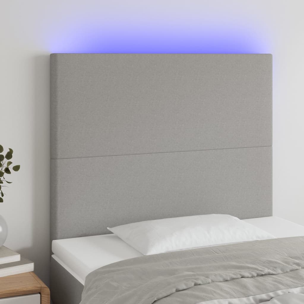 Tête de lit à LED Gris clair 80x5x118/128 cm Tissu - XIOS