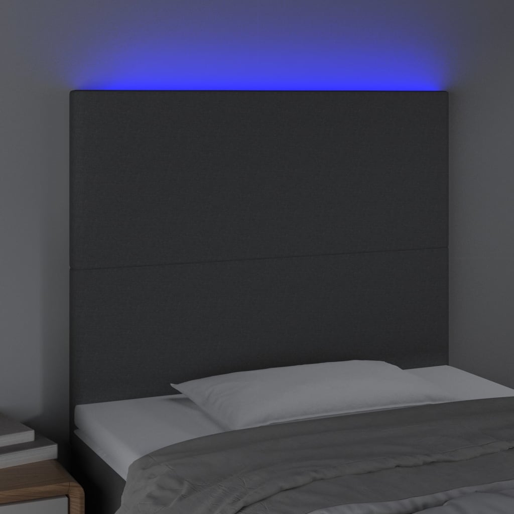 Tête de lit à LED Gris foncé 80x5x118/128 cm Tissu - XIOS