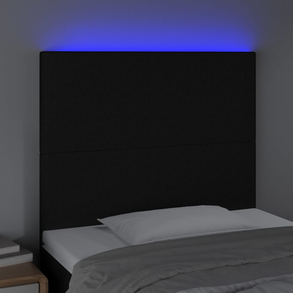 Tête de lit à LED Noir 100x5x118/128 cm Tissu - XIOS