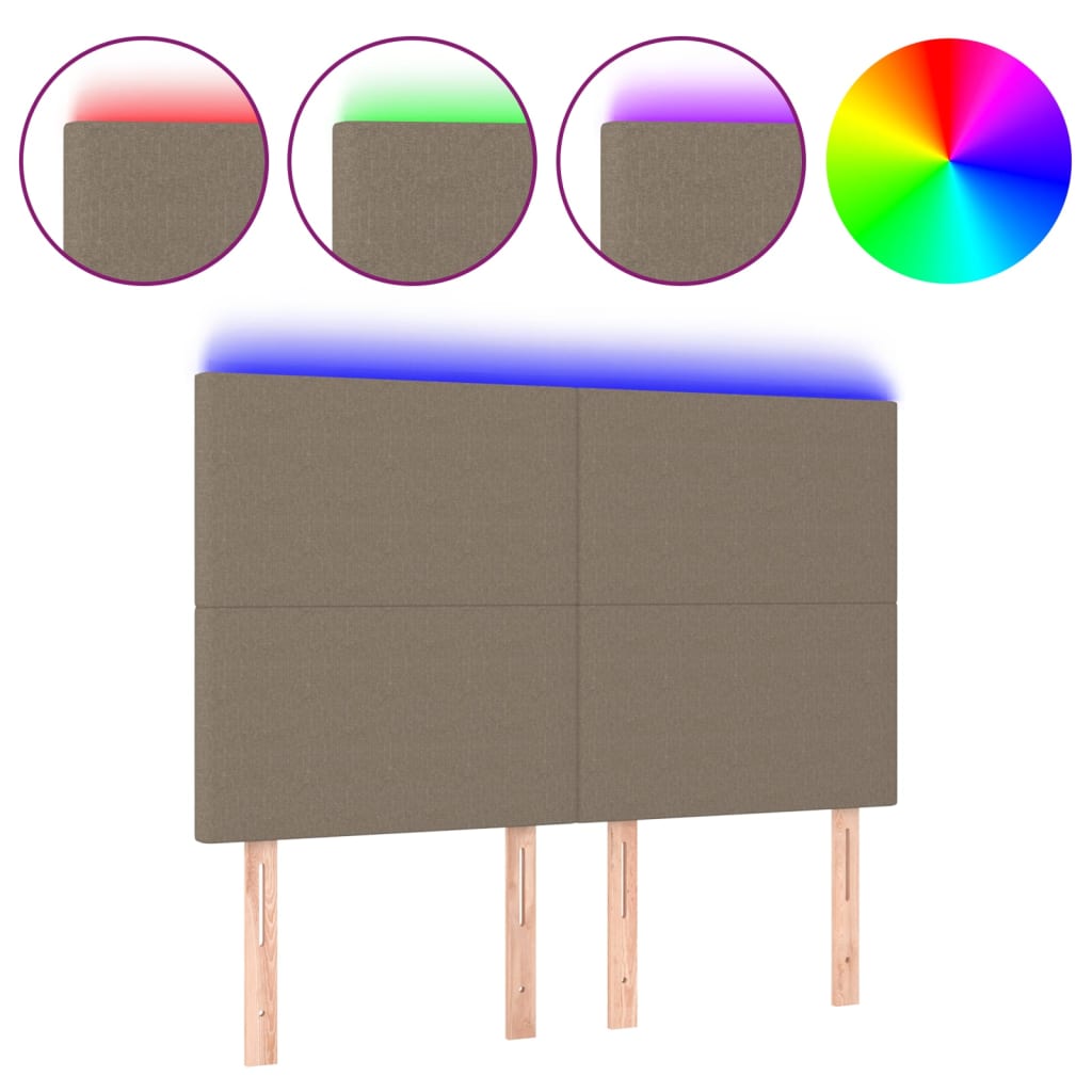 Tête de lit à LED Taupe 144x5x118/128 cm Tissu - XIOS