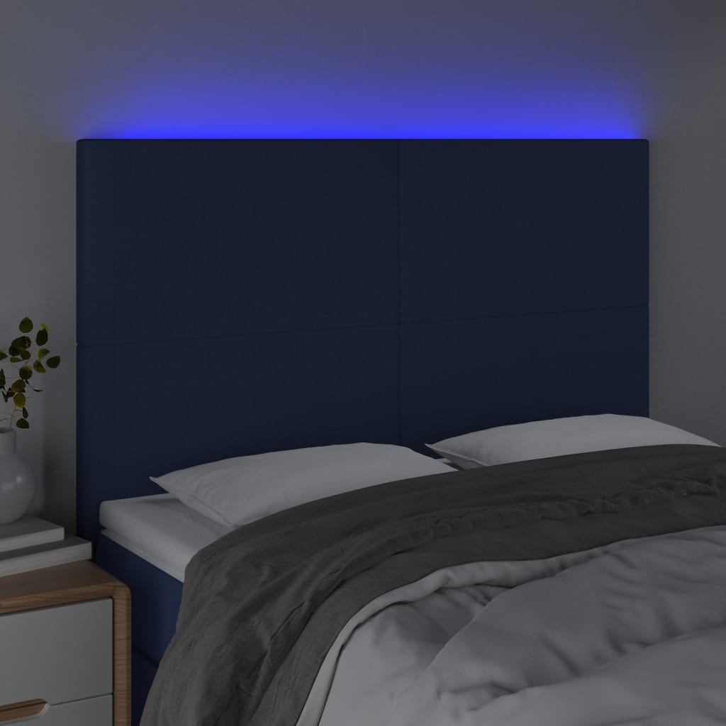 Tête de lit à LED Bleu 144x5x118/128 cm Tissu - XIOS