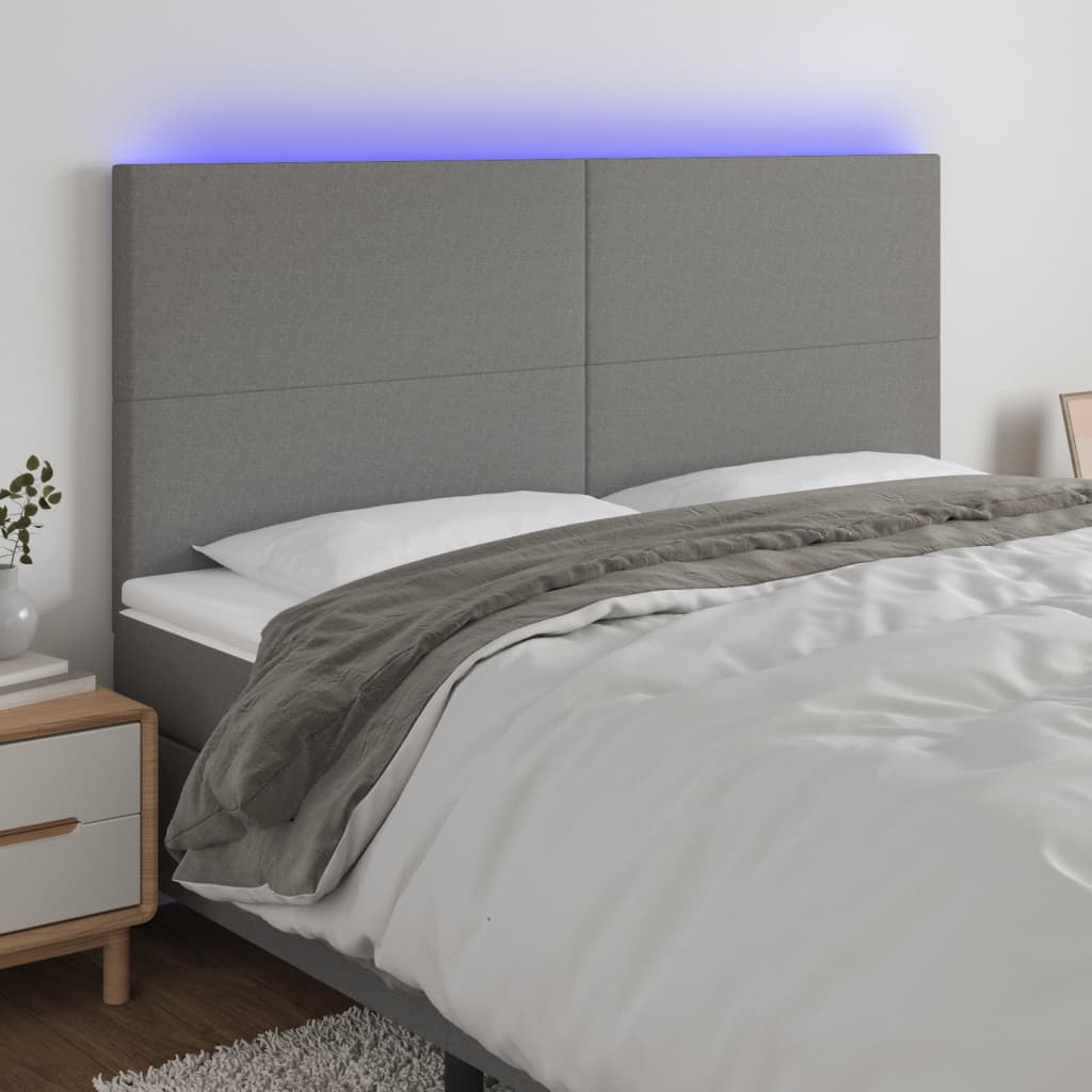Tête de lit à LED Gris foncé 160x5x118/128 cm Tissu - XIOS